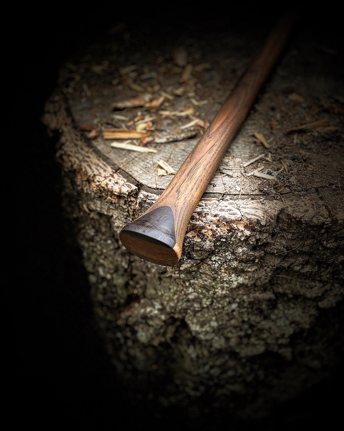 Stained Hickory Handle with wenge palm swell