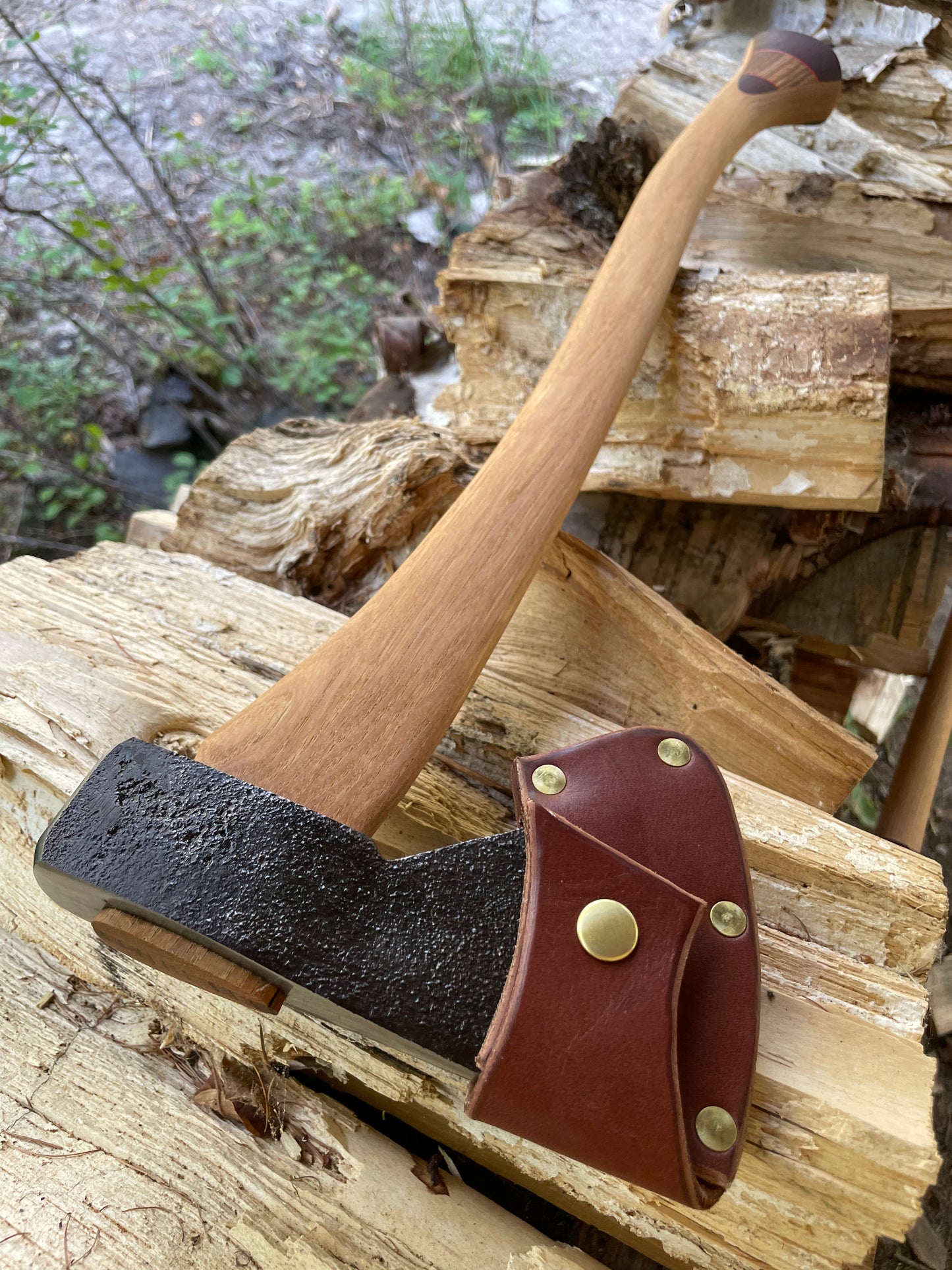 Hudson Bay Pattern axe - Hickory handle with laminate palm swell (Jarrah, Red G10, Zebra wood)