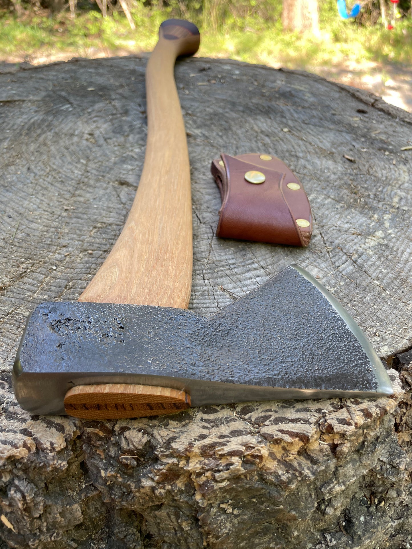 Hudson Bay Pattern axe - Hickory handle with laminate palm swell (Jarrah, Red G10, Zebra wood)